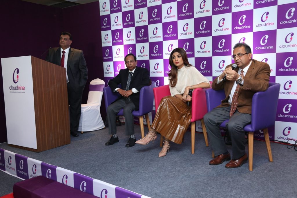 L to R Mr Ramachandra, Founder Director, Shilpa Shetty and Dr Kishore Kumar, Founder and MD Cloudnine Hospital