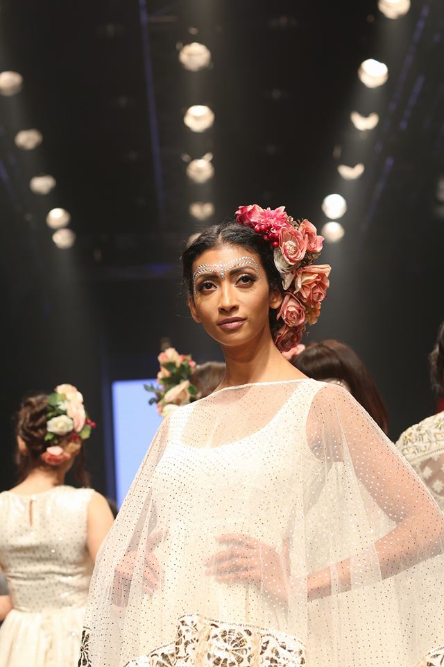 A model in one vof Niki Mahajan's latest collection, at Dream Diamonds Delhi Times Fashion Week