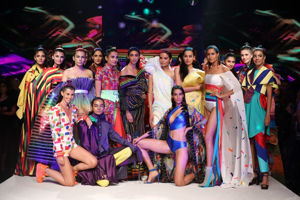 Models showcasing Rainbow collection at LMIFW SS'19