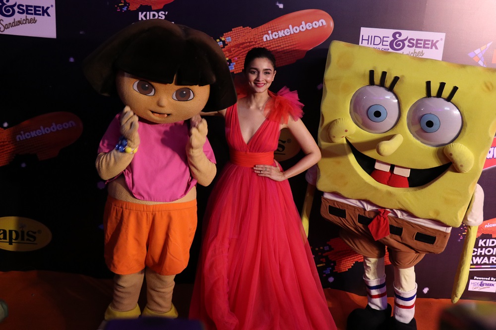 Alia looking cute as a button with Dora and Spongebob Squarepants